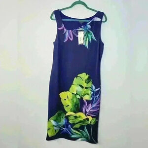 Bold Elements cut to curve sleeveless lined floral long dress size L. Nwt
